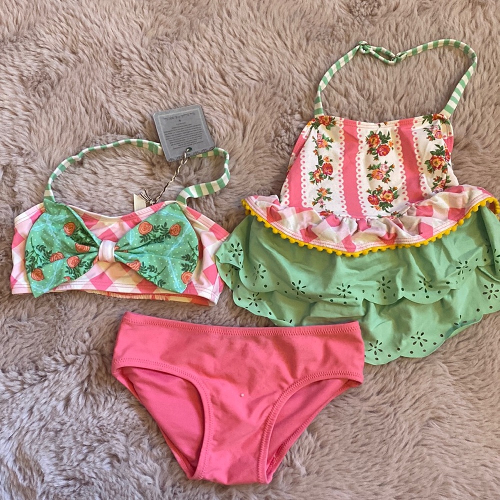 Matilda Jane kids Bikini two different tops with one bottom EUC